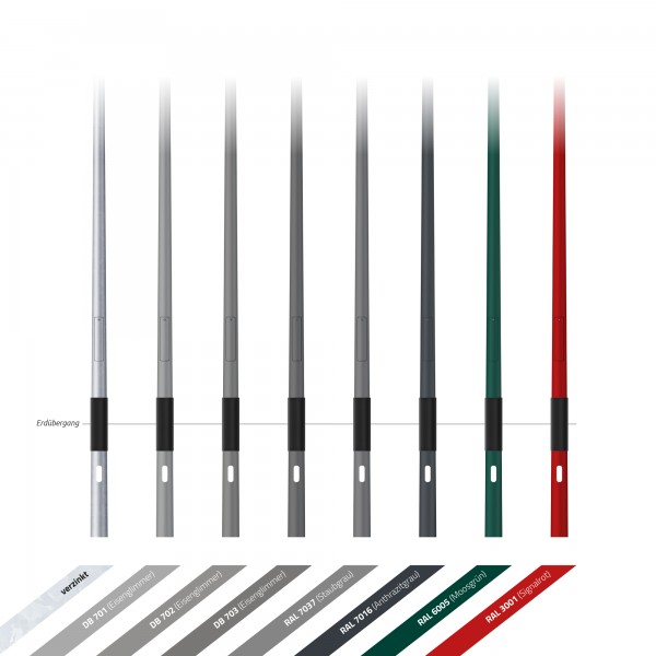 8m Kameramast, konisch, Zopf 108 mm (Stahl verzinkt)