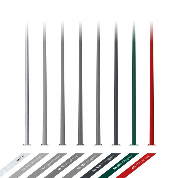 6m Laternenmast Flanschplatte - Ø 60 mm Zopf (konisch, Stahl, verzinkt)