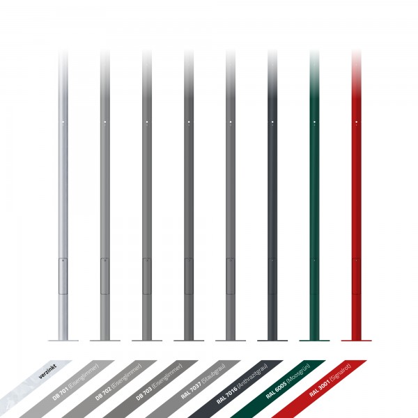 3,5m Signalmast / Ampelmast mit Fußplatte (Flanschplatte), zylindrisch - Ampel, LED Display etc.