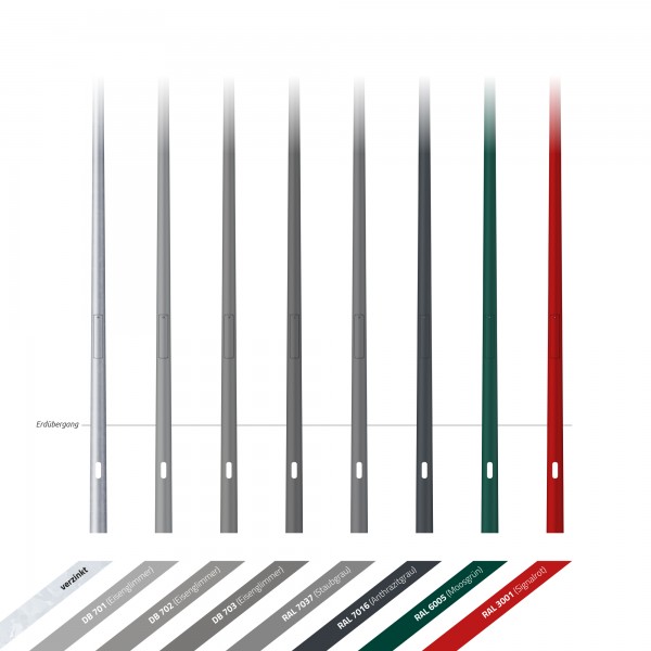 8 m Peitschenmast - Ø Zopf 60 mm (konisch, Stahl, verzinkt)