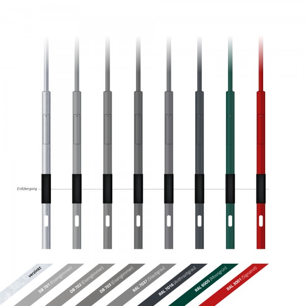 5m Kameramast, zylindrisch abgesetzt, (Stahl verzinkt)