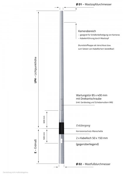 6m Kameramast konisch Zopf 108 mm Videomast