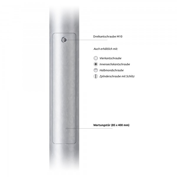 8 m Peitschenmast - Ø Zopf 60 mm (konisch, Stahl, verzinkt)