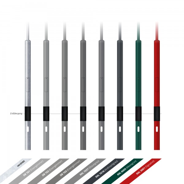 Hybrid Kamera-Lichtmast 6m, zylindrisch abgesetzt, Zopf 76 mm