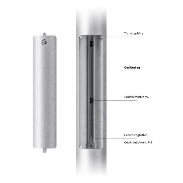 8 m Peitschenmast - Ø Zopf 60 mm (konisch, Stahl, verzinkt)