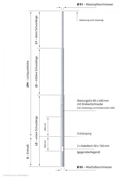 8m WLAN-Mast zylindrisch abgesetzt