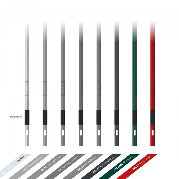 6m Kameramast, konisch, Zopf 108 mm (Stahl verzinkt)
