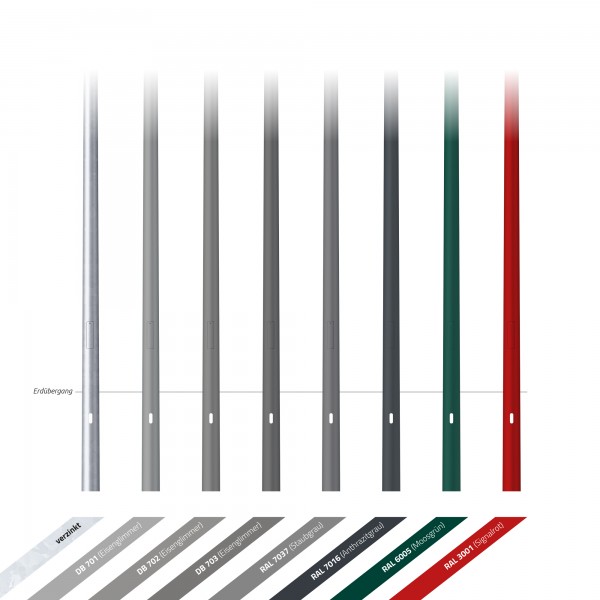 12m Sirenenmast, Stahl verzinkt, konisch, Zopf 121 mm für Feuerwehr Sirene & Warn-Systeme