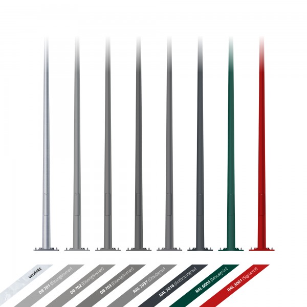 5m Kippmast (Klappmast) mit Doppelankerplatte, Ø 76 mm Zopf (Lichtmast klappbar)