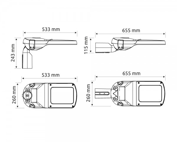 SUNLEDS SR-120 PRO Maße Zeichnung