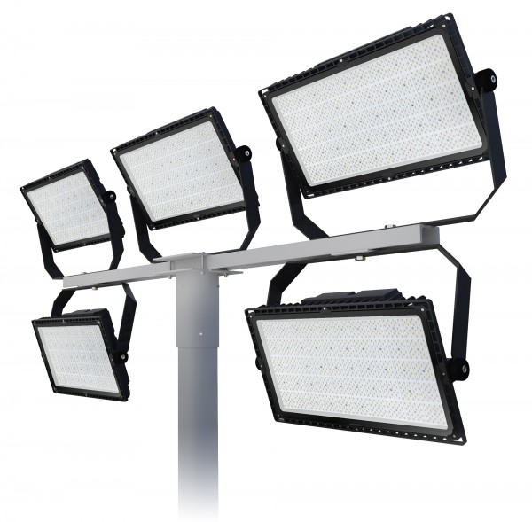 LED Flutlichtanlage 2500 W Komplett-Set M5 - für Fußballplatz, Sportplatz, Footballfeld