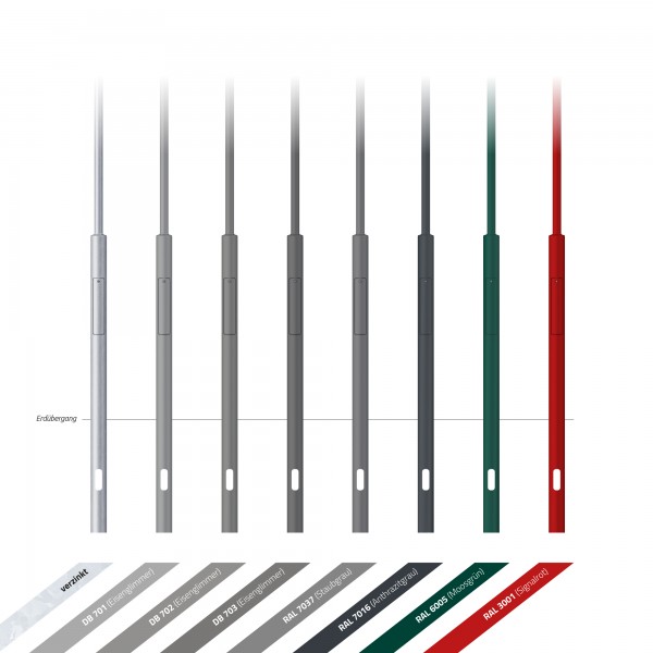 3m Lichtmast - Zopf Ø 76 mm (zylindrisch abgesetzt) Park, Wohngebiete
