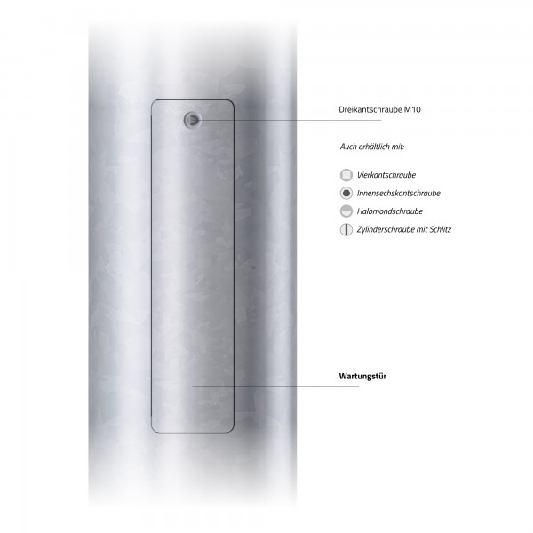 12m Sirenenmast, Stahl verzinkt, konisch, Zopf 121 mm für Feuerwehr Sirene & Warn-Systeme