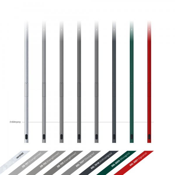 3,5m Signalmast / Ampelmast zylindrisch, Stahl verzinkt - für Ampel, Fahrradampel etc.