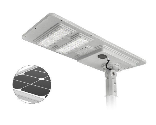 Hybrid Solar LED Mastleuchte mit 230 V Netzanschluss ausfallsicher