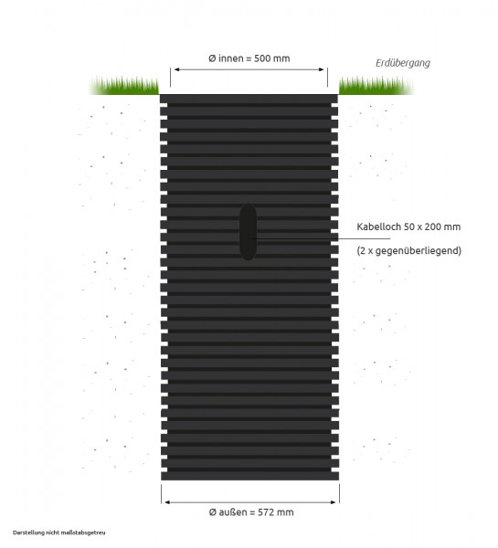 Fundamentrohr Lichtmast Bodenhülse 500 mm, Länge 1m 1,5m 2m
