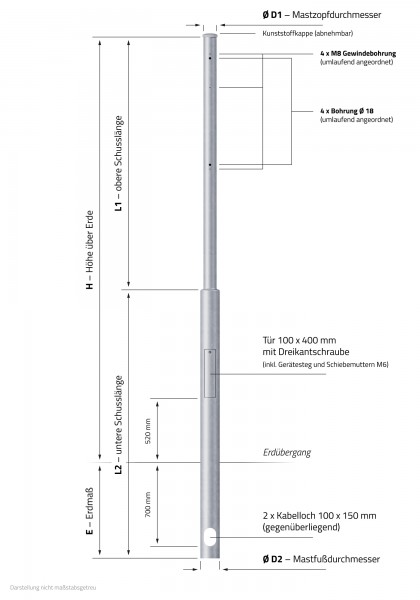 3,5m Signalmast / Ampelmast Stahl für Kreuzung Fußgängerüberweg